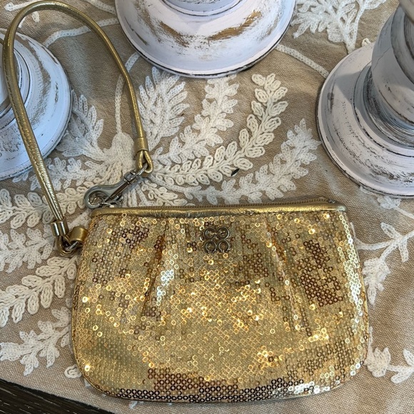 Coach Gold Sequin Clutch - Picture 2 of 9